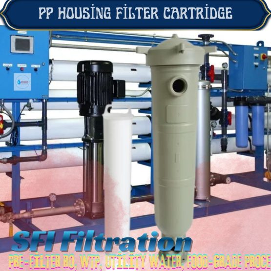 PP Cartridge Filter Housing untuk pre-filter RO, WTP, dan utility water. Anti karat, ringan, dan ekonomis. Ready stock & konsultasi gratis dari SFI Filtration.