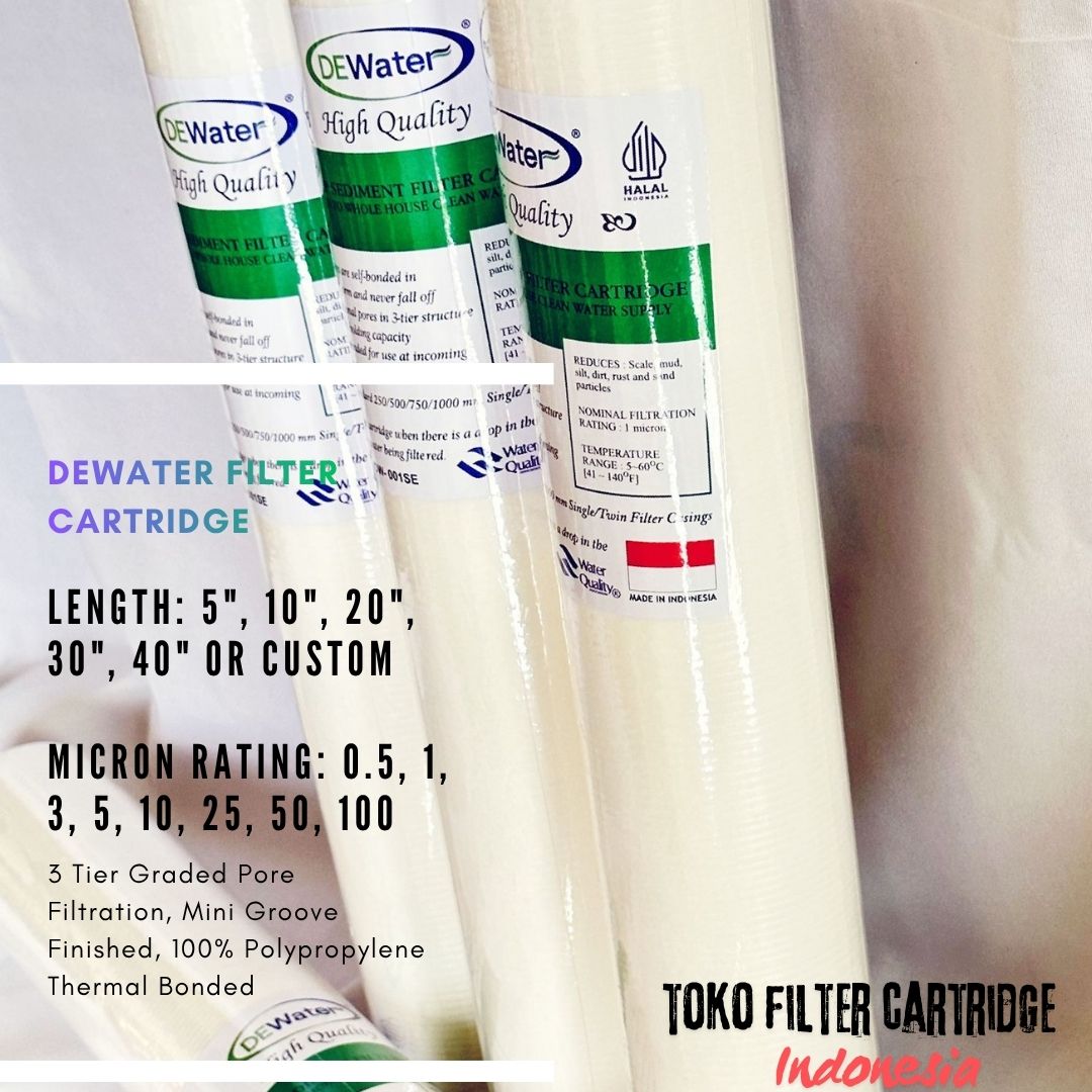 Produk dewater spun meltblown cartridge filtrasi dapat digunakan dalam sistem industri seperti power plant, PLTU, desalinasi SWRO, dan fasilitas energi
